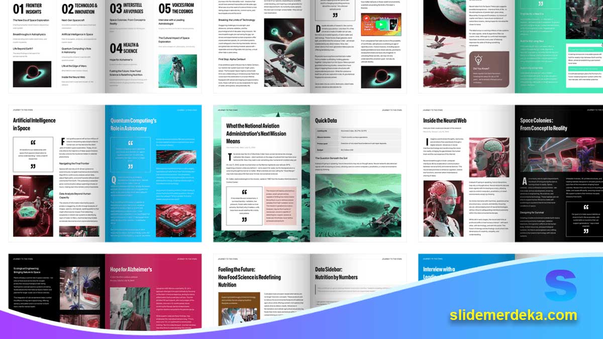Template PPT Materi Layout Majalah Digital untuk SMK